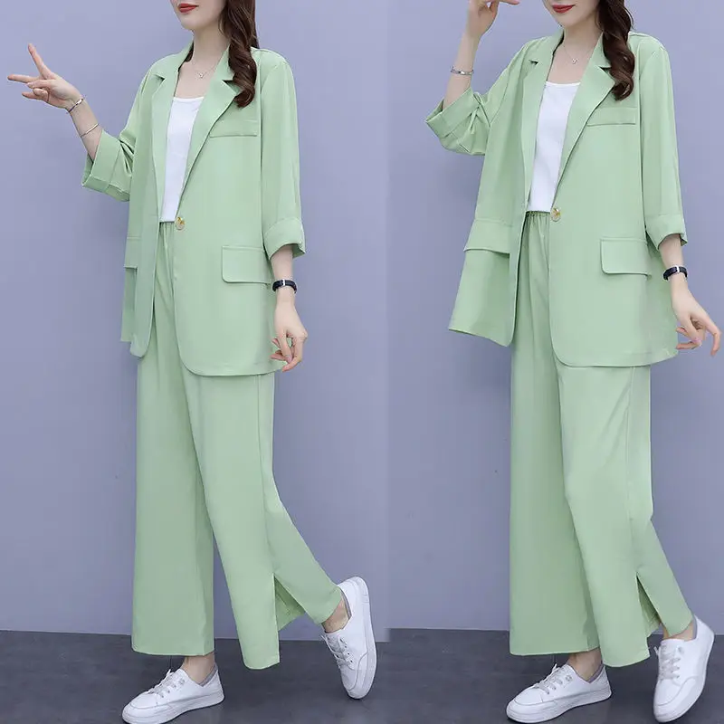 Fashion Casual Women's Suit 2022 Korean Spring and Summer New Style Temperament Age Reducing Casual Pants Three Piece Suit