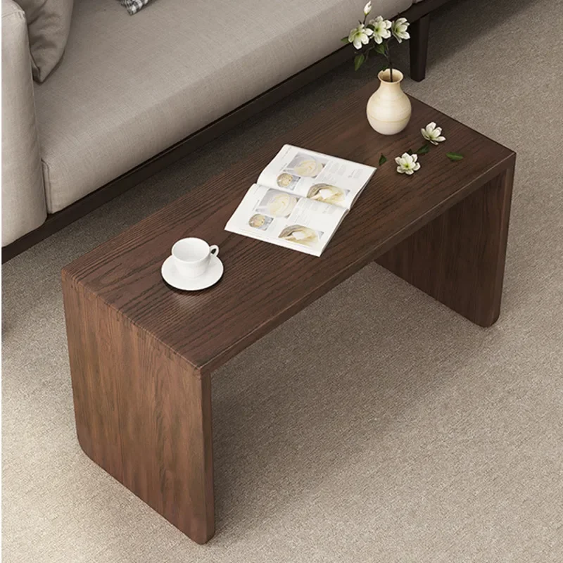 Solid Wood C-shaped Living Room Sofa Table Minimalist Bedside Side Cabinet Bay Window Tea Table Multi-functional Shoe Stool