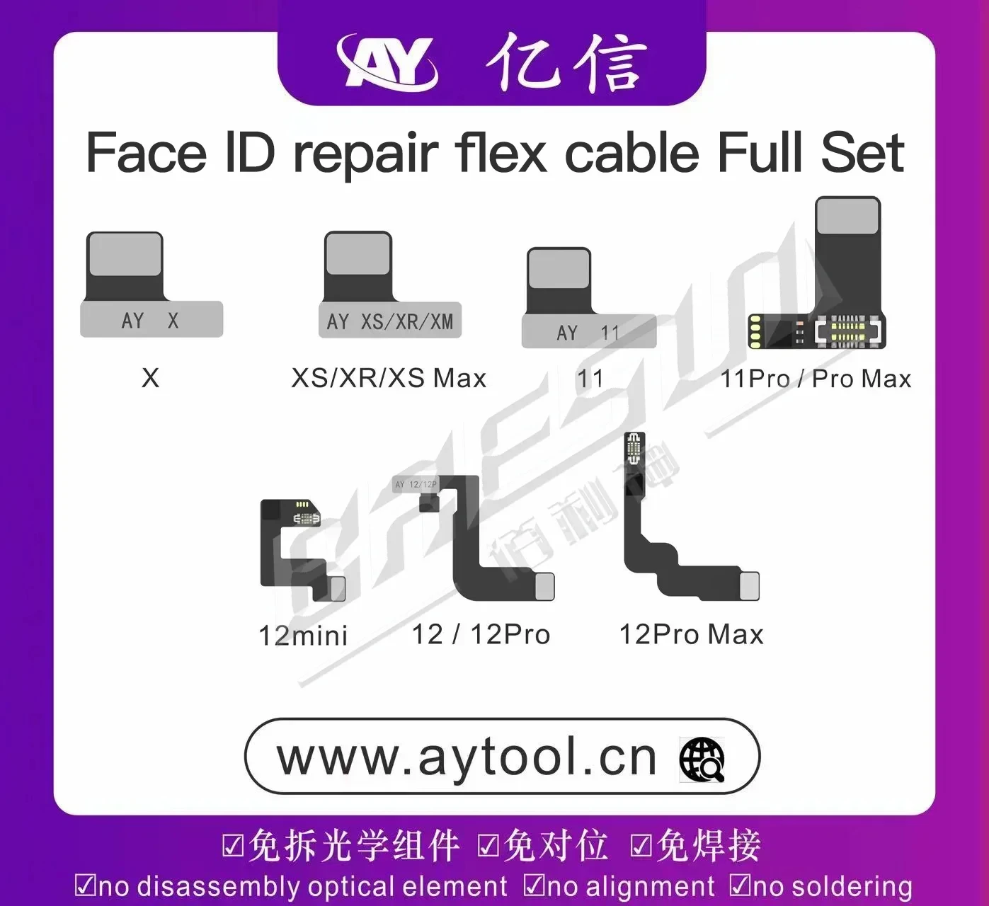 AY No Need To Solder Dot Matrix Projection Face ID Battery Camera Repair Cable for IPhone X-14 Pro MAX Repair Cable Accessories