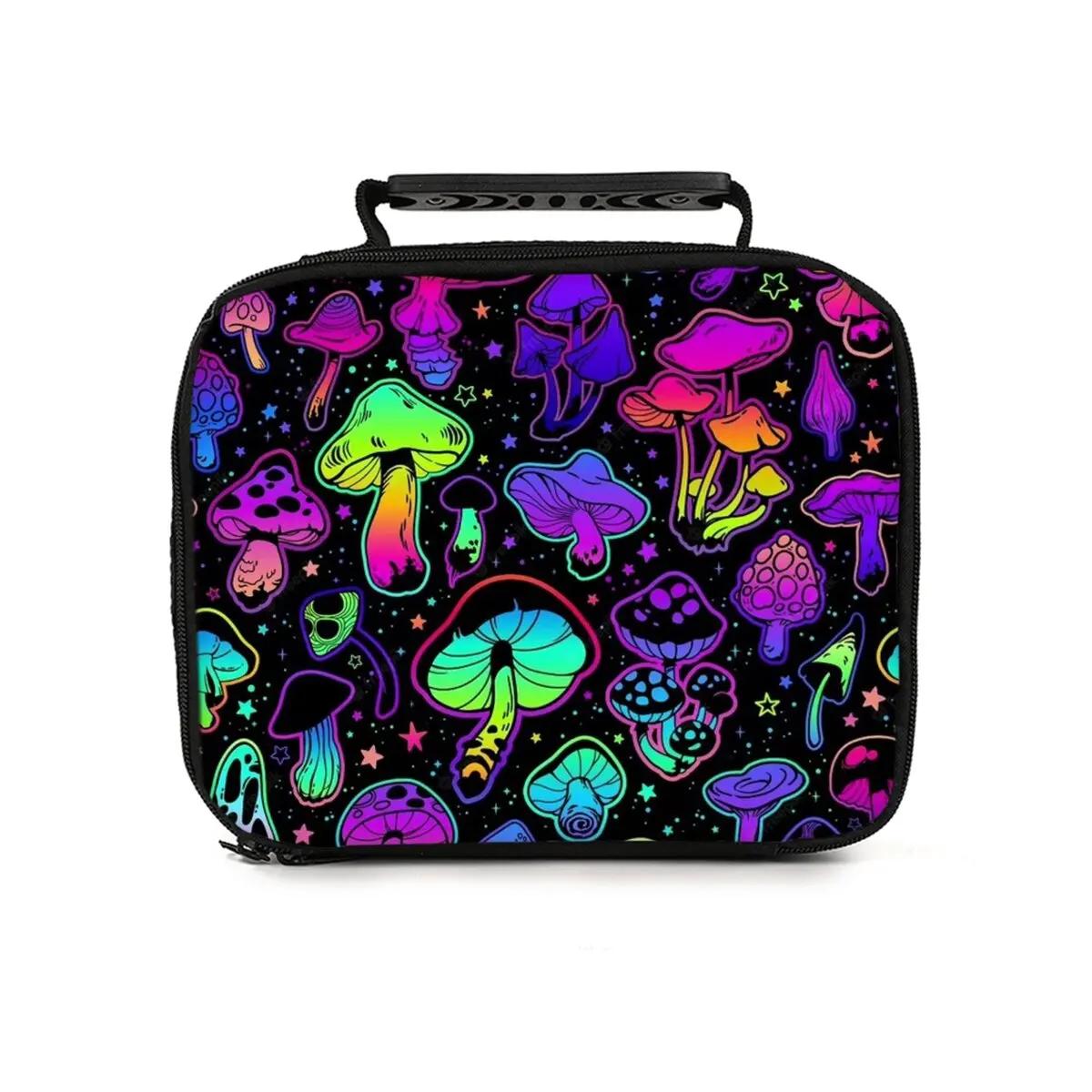 Bolsa de Almuerzo Infantil con Estampado de Hongos y Mariquitas, el Mejor Regalo para Niños y Niñas, Diseño 2D Plano con Cierre para la Escuela, Picnics al Aire Libre, Bento