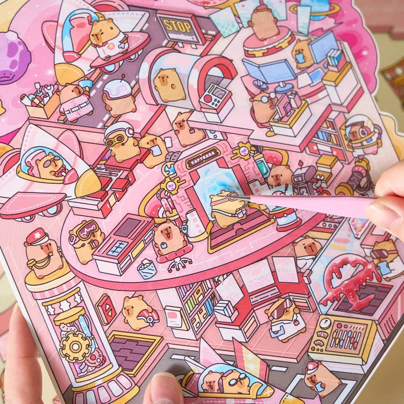 ملصقات مشهد ثلاثية الأبعاد لطيفة، تصميمات ثلاثية الأبعاد ذات طابع كرتوني غريب الأطوار لتزيين حساب اليد والحرف اليدوية