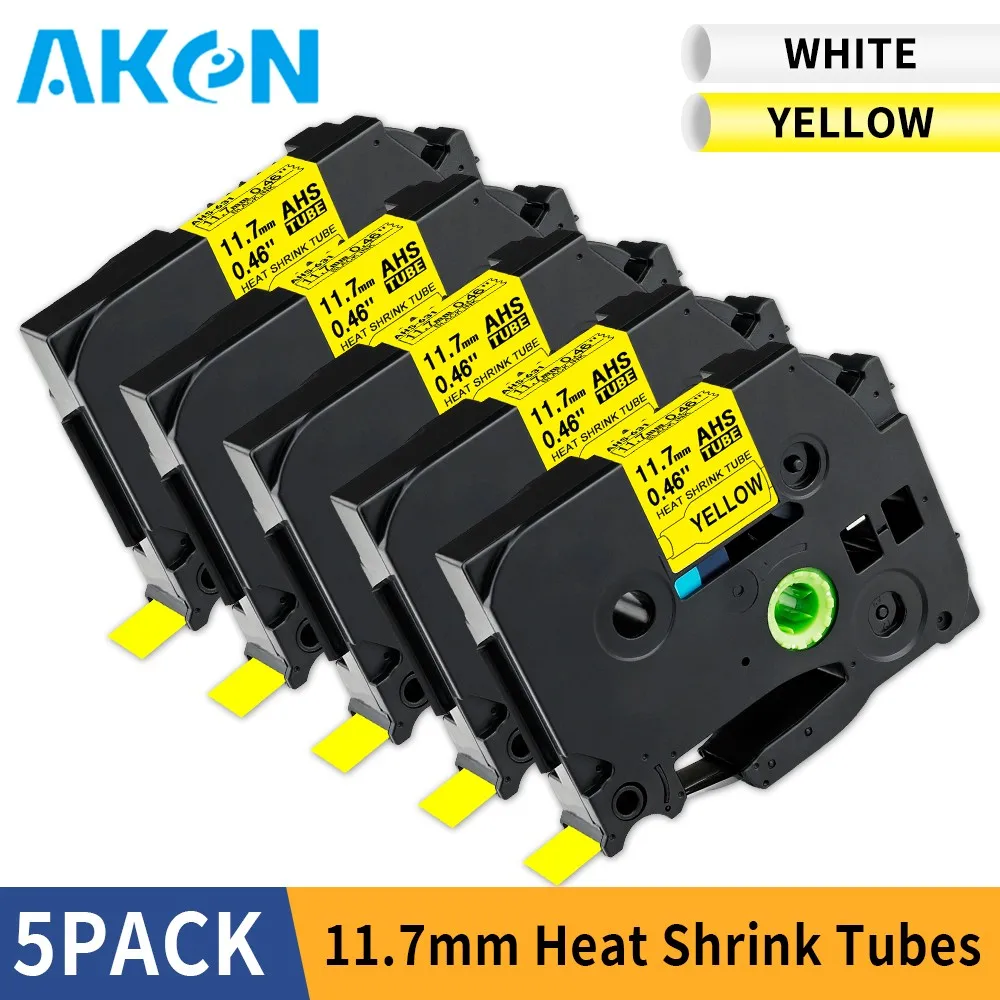 

Aken 10pk 12mm Heat Shrink Tubes Label Tape Black on yellow HSe-631 Compatible for Brother P-touch LM160 LM280P Labe Printer