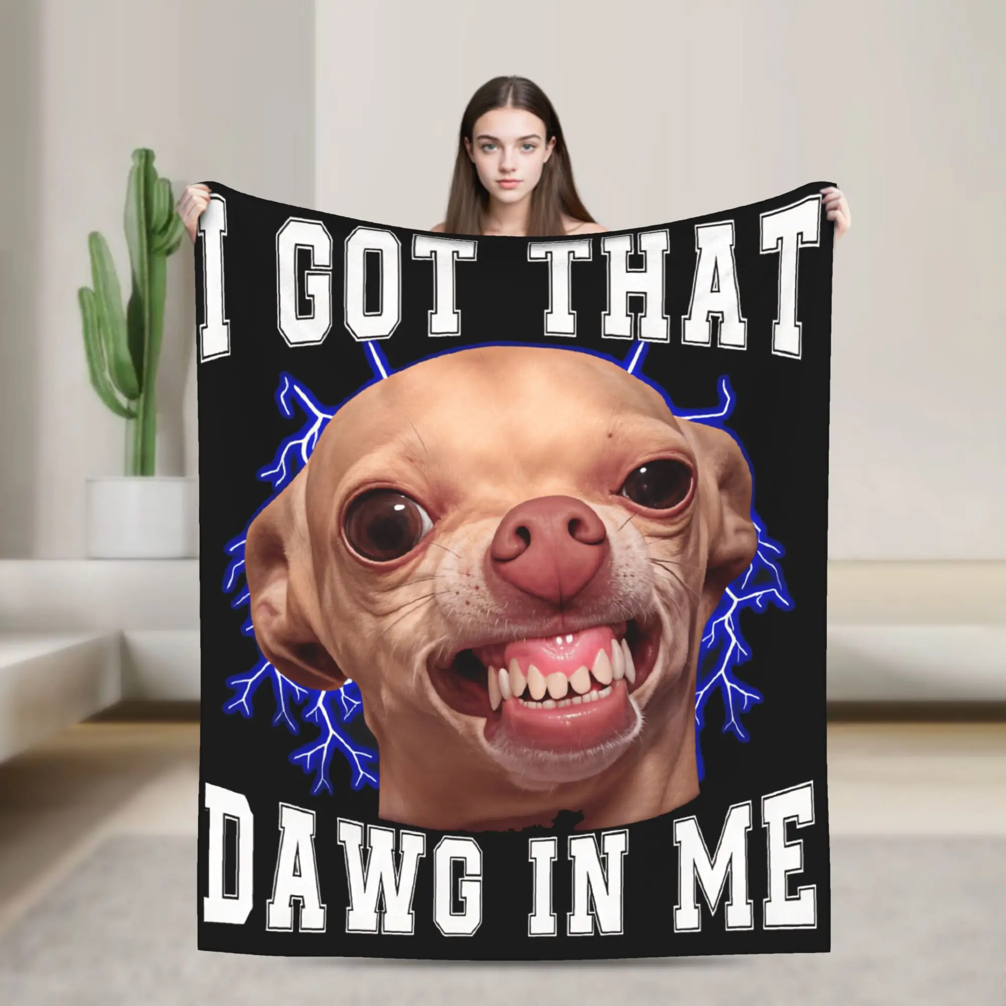 I Got That Dog In Me Funny Angry Dog Blanket Winter  Cozy Throw Blanket For Boy Girl Living Room Flannel Bedspread Bed Cover