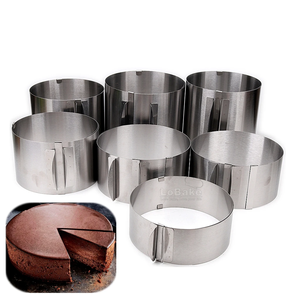 

6-12 Inch 6-15cm Height Stainless Steel Adjustable Round Mousse Cake Rings Stretch Baking Mold DIY Baking Supplies