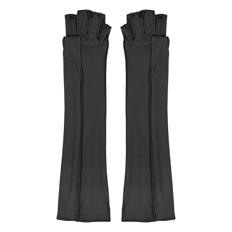 Solid Color Long Sports Pressure Gloves Stretch Rebound Wrist Fit Compression Fitness Training Half Finger Protective Gloves