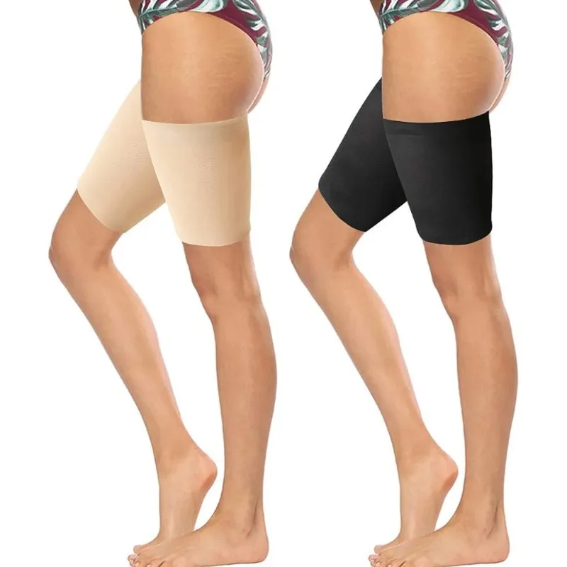 1 par de tirantes de nailon para muslo, funda de compresión elástica antirozaduras para muslo, envolturas para la parte superior de la pierna antideslizantes Unisex, soporte para deporte