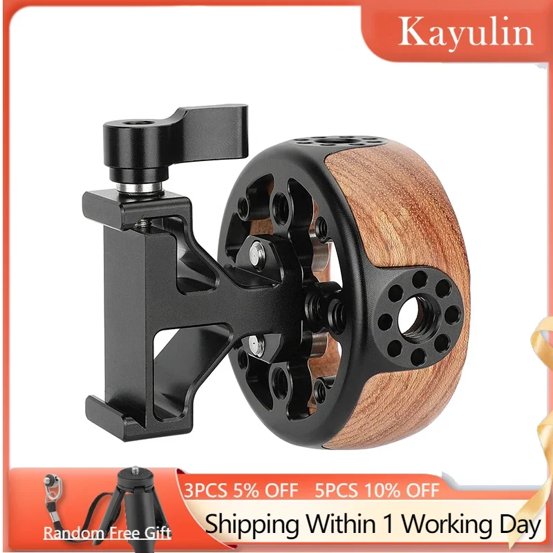 

Kayulin Round Wooden Handgrip With Arca-Type Quick Release Compatible For Camera Monitor video camera cage Kits DIY