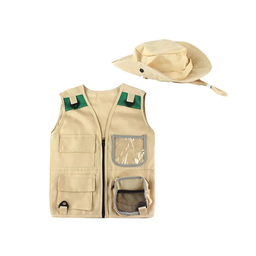 

Explorer Vest Hat Kit for Kids Lightweight Outdoor Camping Traveling Fishing Costume Set Child Clothes Kids Fishing Vest