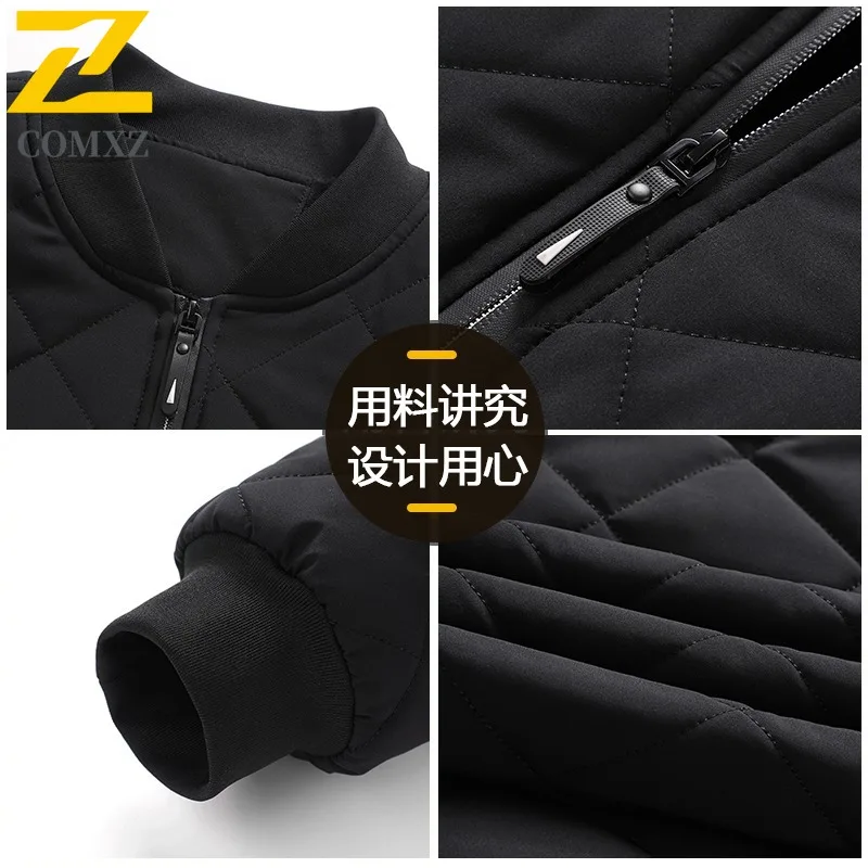 COMXZ Premium Mens Padding Coat Diamond Shaped Design Outdoor Skiing Lightweight Coat Fashion Daily Style Autumn Winter Wear
