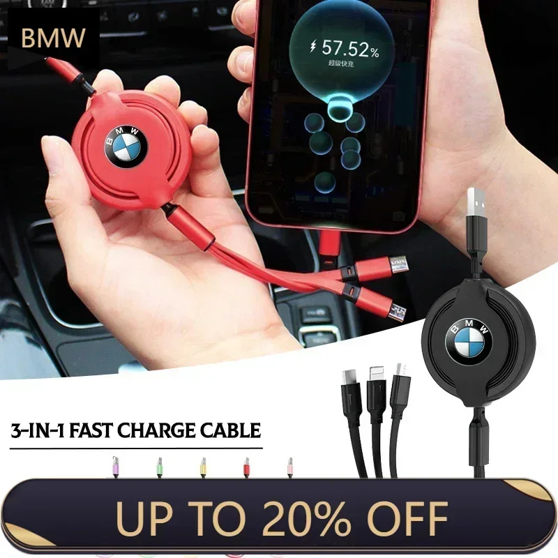 2025 For BMW 3 In 1 Micro USB Type C Charging Cable Multi Charger For BMW X1 X2 X3 X5 X4 X6 X7 G30 G20 G32 G11 G12 F40 F30 F20 F