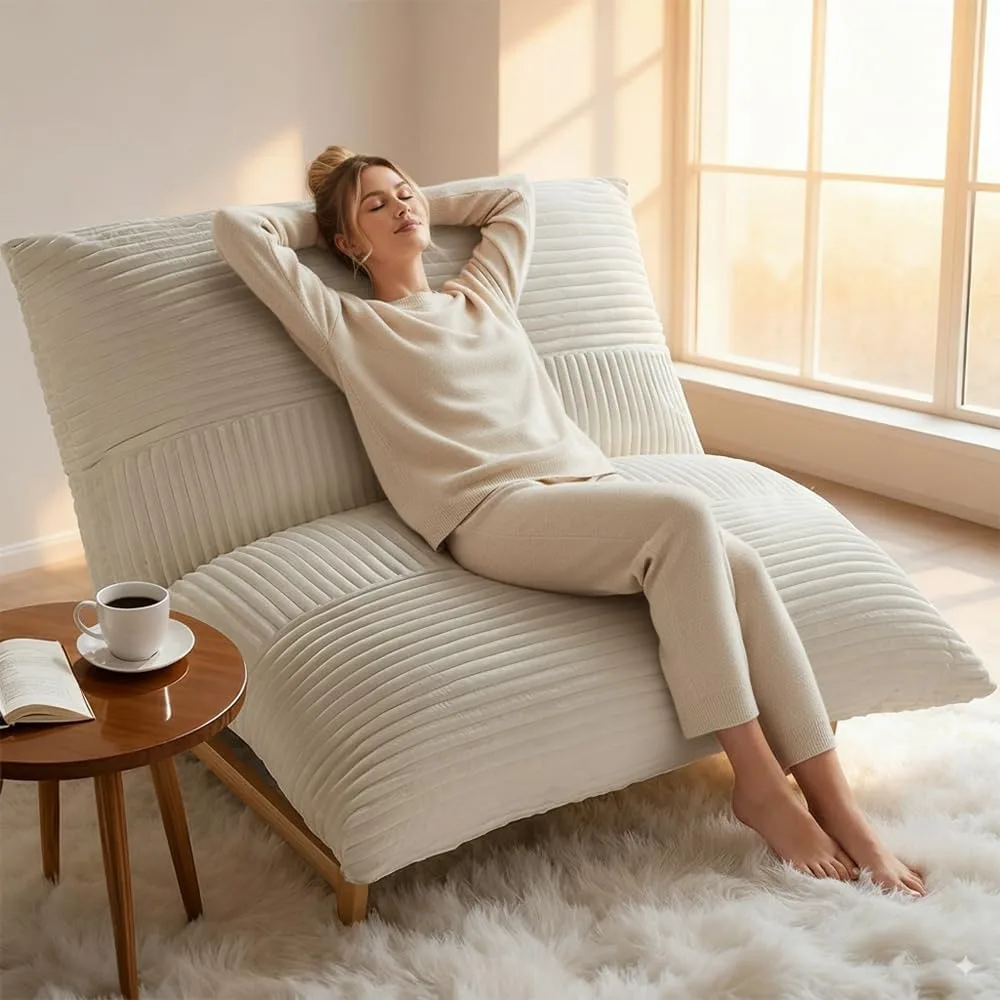 كرسي مميز كبير الحجم يشبه السحابة، وكراسي بين باج ذات مقعد عميق للغاية، ووسادة كيس فول محشوة قابلة للتحويل مع قابلة للإزالة #1