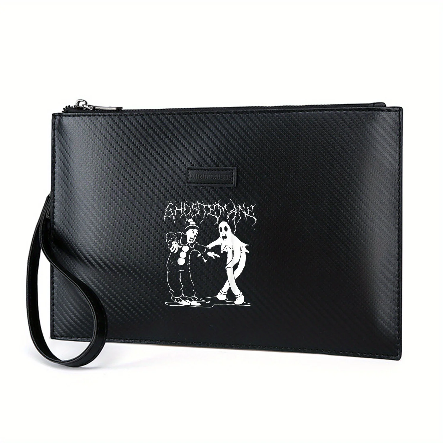 Clown and ghost are dancing together Elegant Printed PU Men's Handbag Fashionable and Practical for Everyday Carry