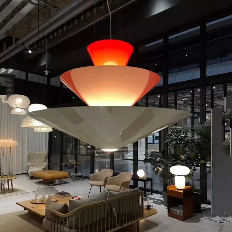 WENYUN Pendant Light Red for Dining Room Bar Counter Bedroom Personalized Multi Layer Round Pendant Lamp Home Decor