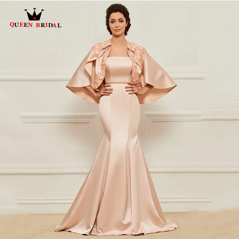 

Mother of the Bride Dresses 2023 Beading Appliques Mermaid Prom Gowns Luxury Party Evening with Jacket vestidos de noche SN08