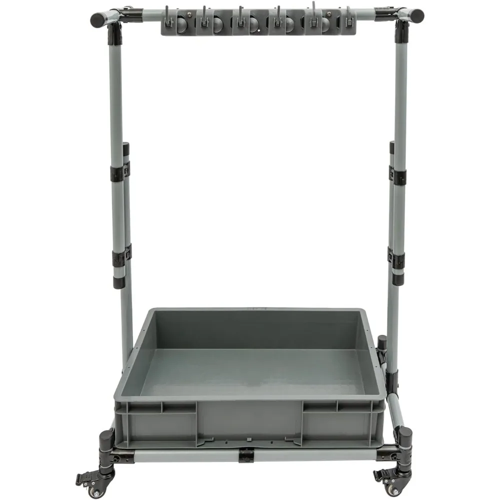 حامل ممسحة ومكنسة مثبت على الأرض للمماسح المبللة، وعربة تخزين أدوات التنظيف المحمولة