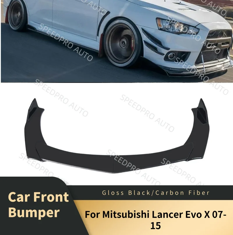 

Car Front Bumper Lip Splitter Spoiler Diffuser for Mitsubishi Lancer Evo X 07-15 Auto Body Kit Cover Accessories Gloss Black
