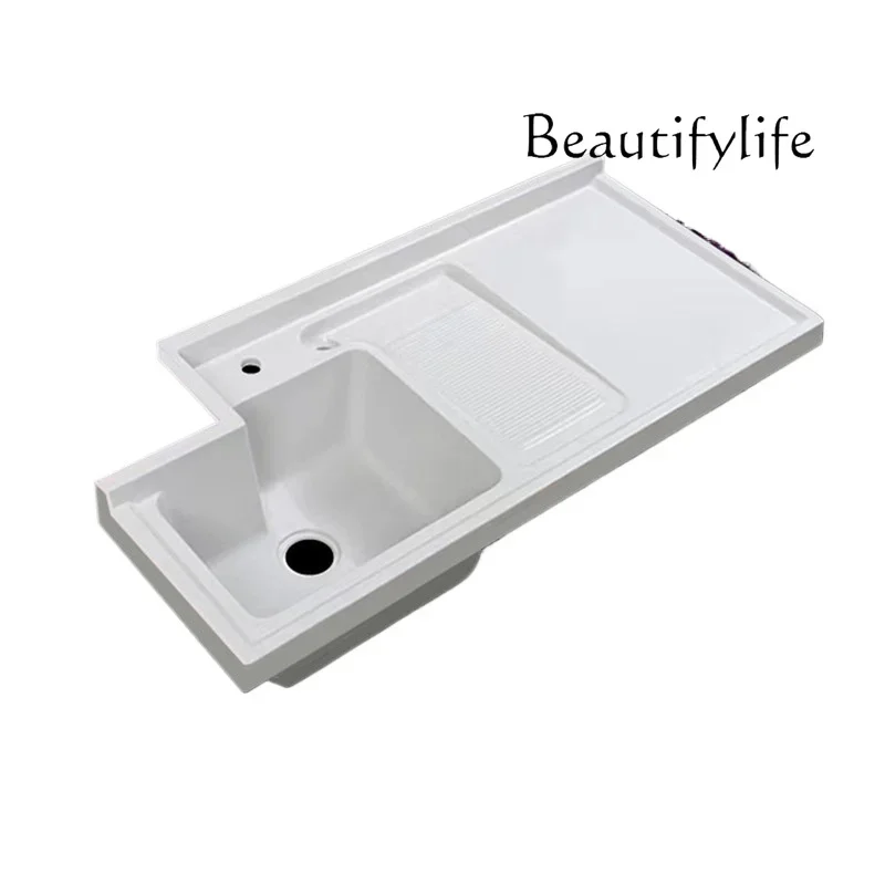 Balcony quartz stone laundry basin with rubbing board corner cutting laundry sink