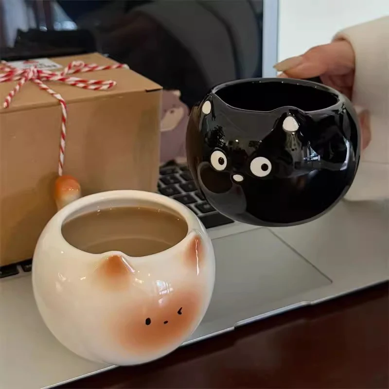 

Cute Cat Coffee Cup 300ml Kawaii Ceramic Mug For Tea Milk Water Juice Mocha Lovers Breakfast Cup Birthday Gift For Women Men