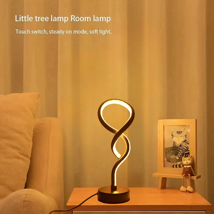 1PC Creative Gourd Shape Simple Bedroom Light Three-color Dimming Desktop Decorative Table Lamp