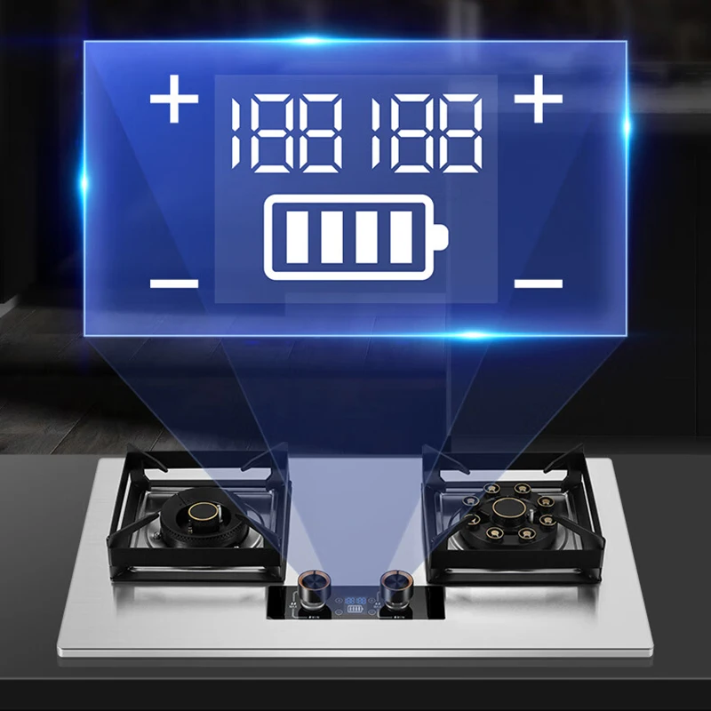 توقيت طباخ الغاز غاز البترول المسال الذكية الموقت مواقد الغاز الفولاذ المقاوم للصدأ بطارية علوية 2 موقد غاز الموقد للمنزل