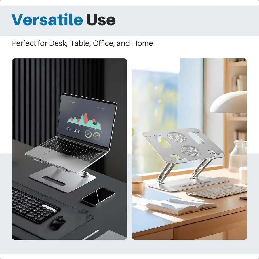 Suporte de resfriamento ajustável para laptop com 2 ventiladores silenciosos Iluminação RGB Liga de alumínio Design ergonômico dobrável para livro Lenovo ASUS De