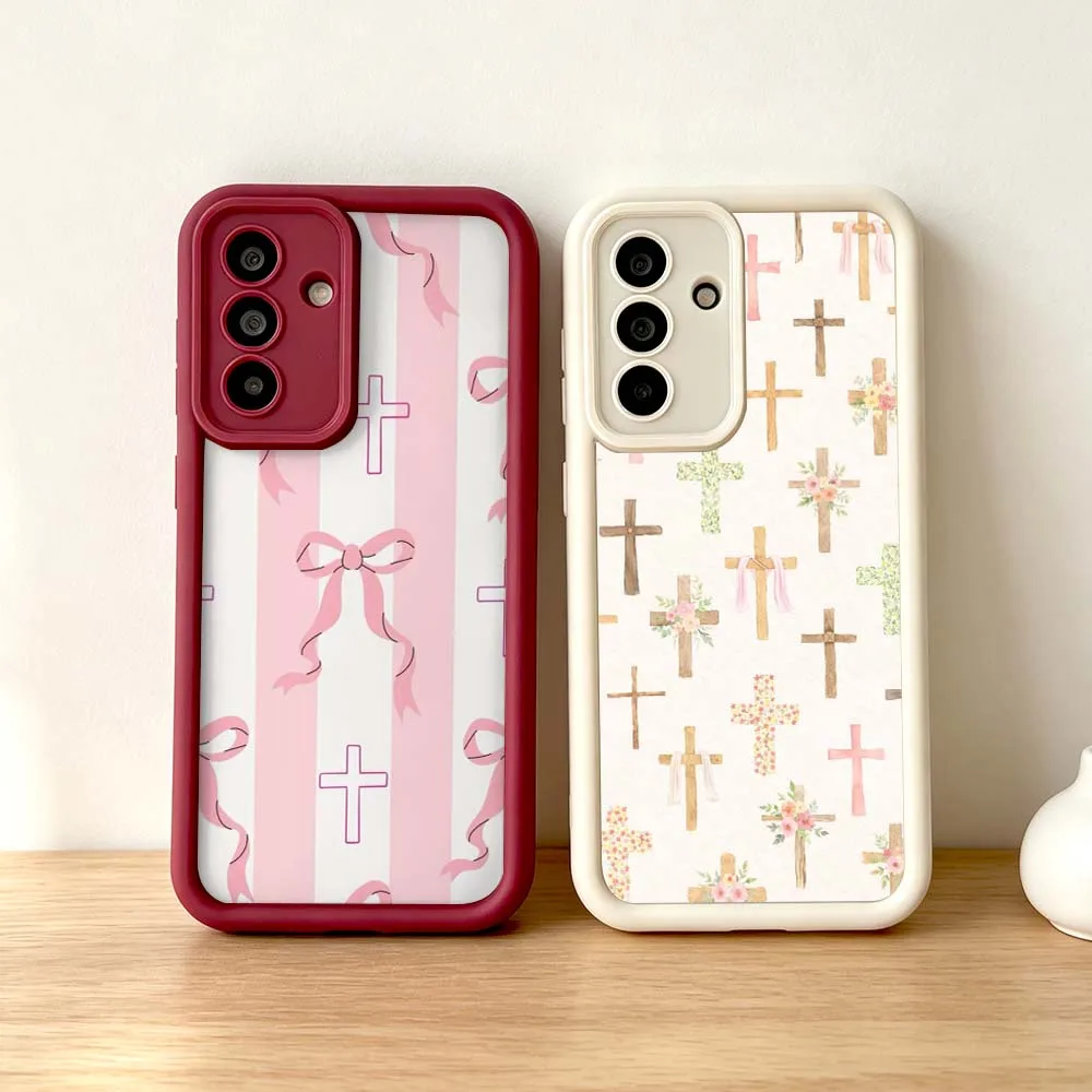 Cartoon Cross Pattern Design For Samsung Galaxy A73 A72 A71 A56 A55 A35 A25 A54 A53 A52 A51 A32 Eye Ladder Phone Case Gift