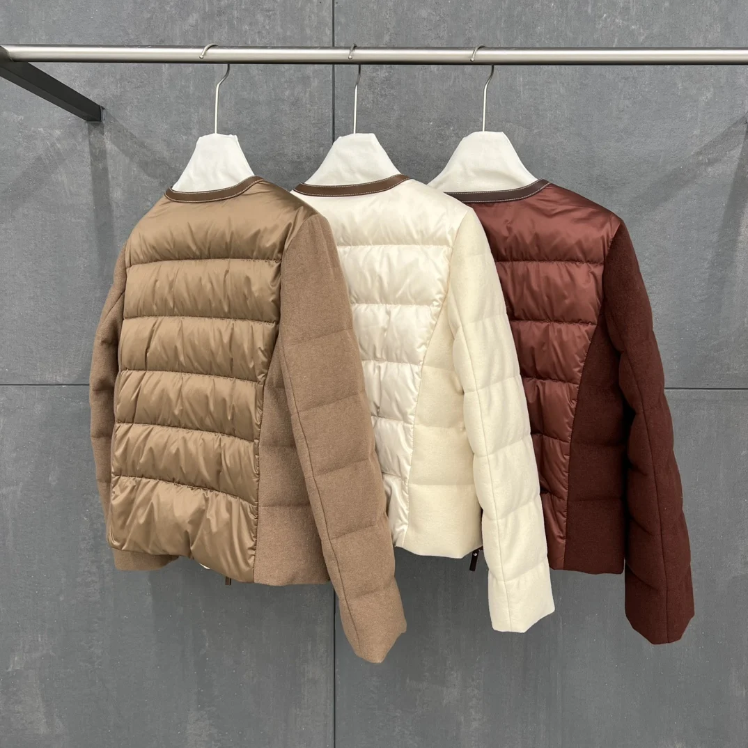 2025 automne et hiver nouvelle laine Style français taille décontractée minceur laine couture doudoune pour les femmes