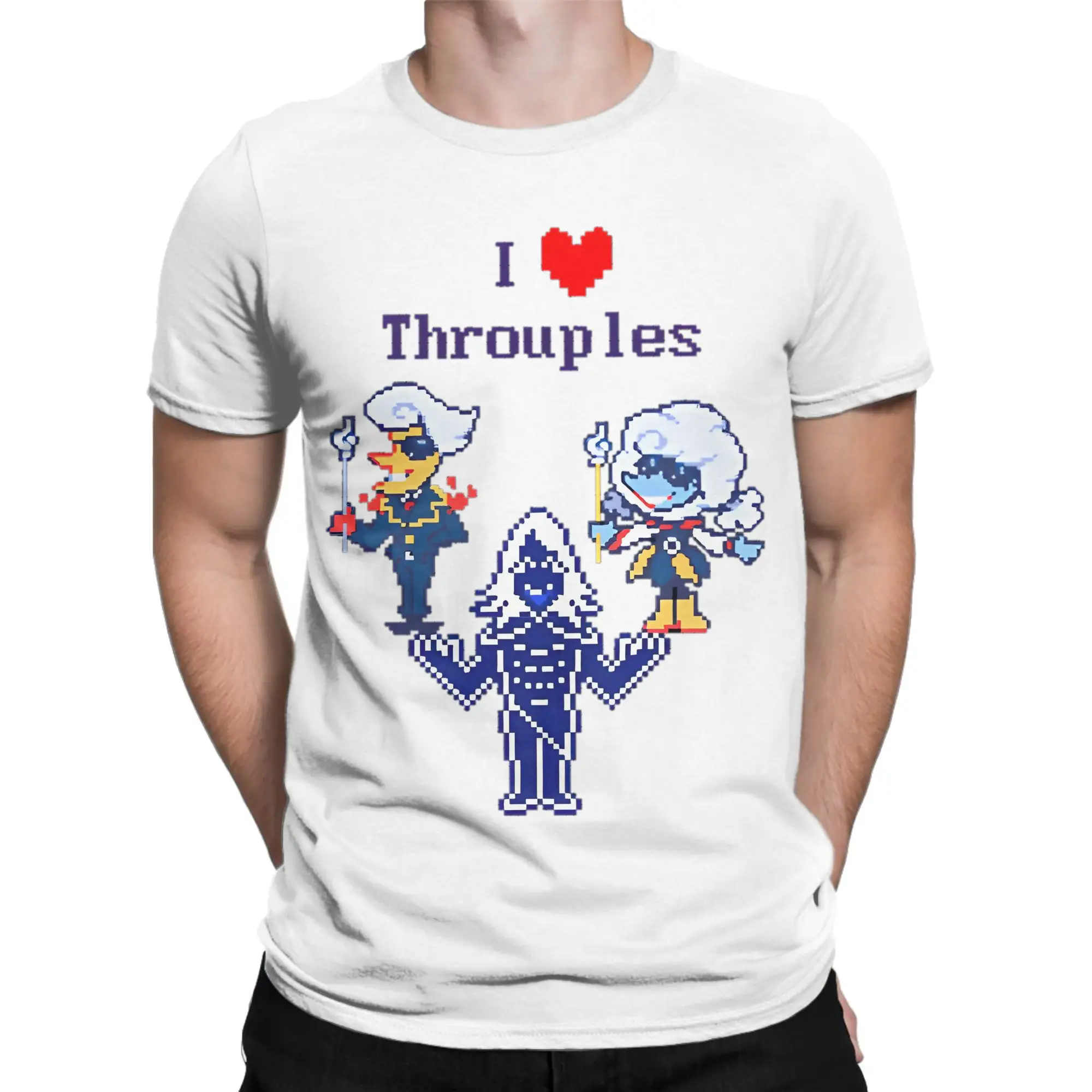 I Heart Throuples  Deltarune Chpt T-Shirts Men Deltarune Funny Cotton Tee Shirt O Neck Short Sleeve T Shirts Gift Idea Clothing