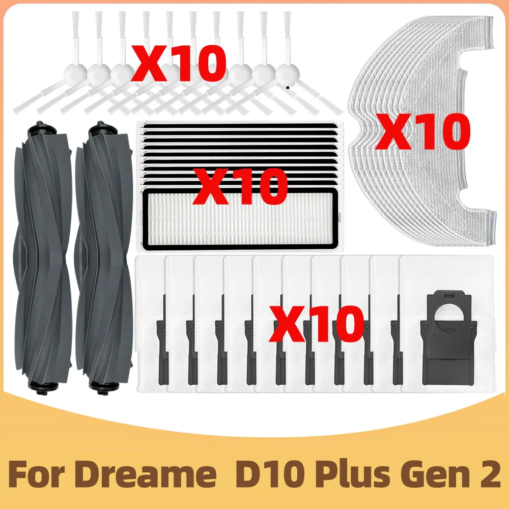 

Accessory set Fit For Dreame D10 Plus Gen 2 RLD32GD Robot Vacuum Cleaner Parts，Main SIde Brush Mop Filter Dust Bag.