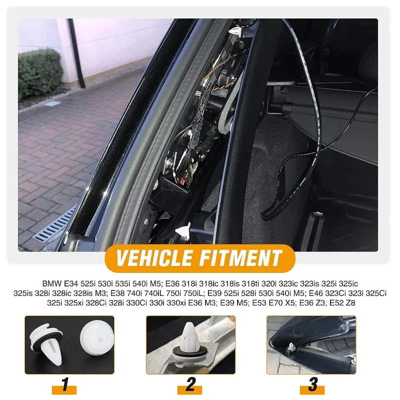 Afbeelding 6: Deur Panel Clip met Afdichtring Fastener Auto Accessoires voor BMW E34 E36 E38 E39 E46 M3 M5 Z3 X5 Klinknagel Bumper Clip Retainer