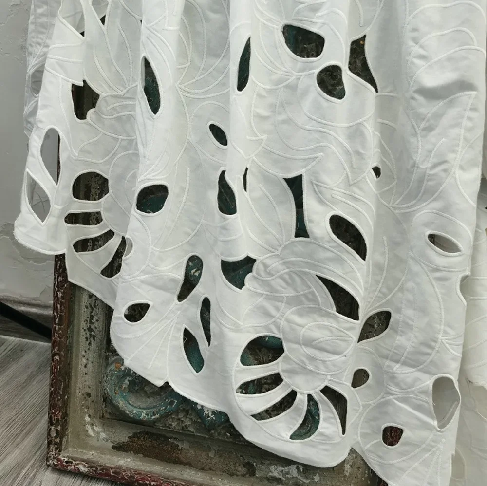 New cotton skirt embroidered fabric with laser cut double-sided embroidery for women's clothing dress designer fabric