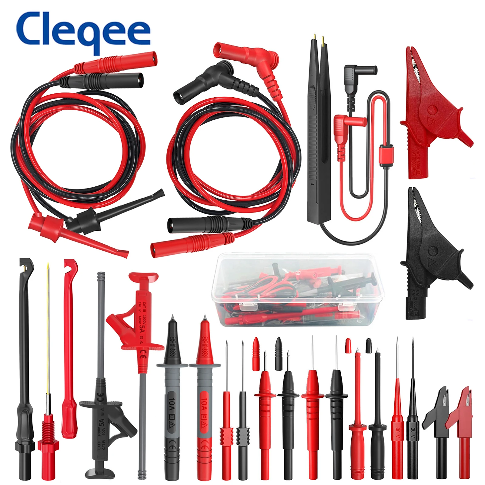 Multímetro Teste Leva Kit Sondas Elétricas Digitais Grupo Jacaré Clipe Teste Gancho Fio Flexível 23 Pcs Cleqee-p1925