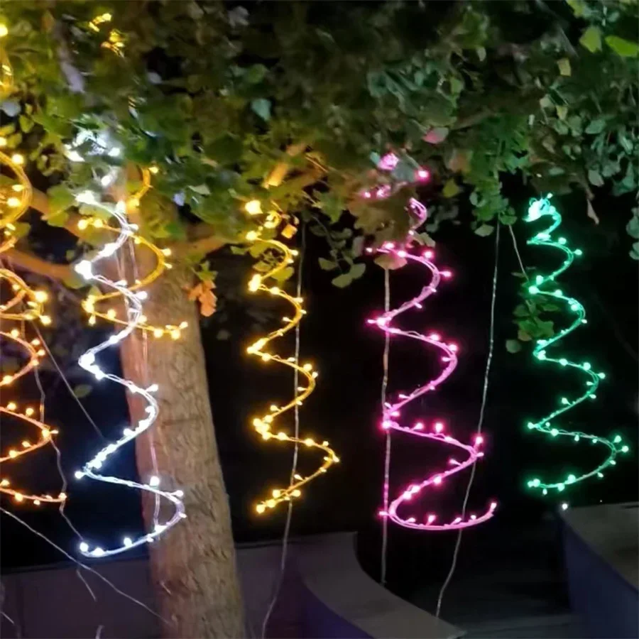 75CM Christmas Tree Spiral Rattan Fairy Light Outdoor Rattan Tree Hanging String Light Landscape Christmas Tree Garland Light