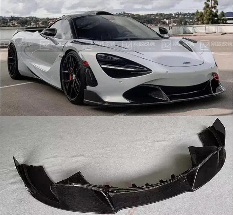 Real Forged Carbon Fiber Front Bumper Splitters Cup Flaps Lid Spoiler Lip For Mclaren 720S 2017 2018 2019 2020 2021