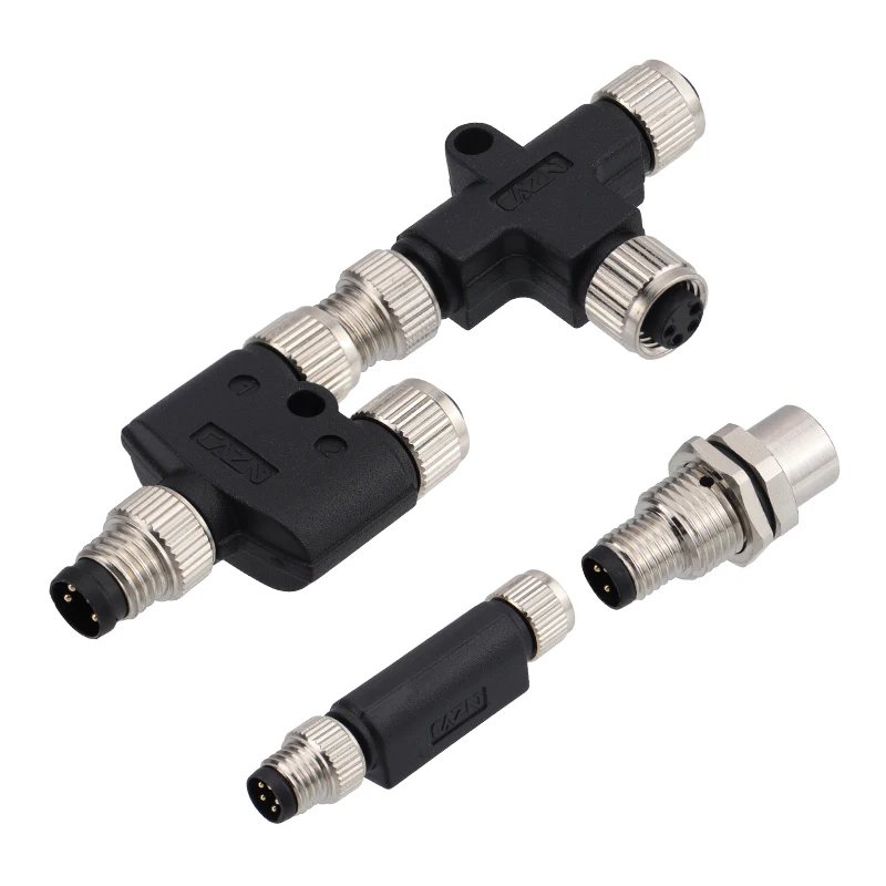 

M8 Y type A code adapter connector 1 male to 2 female splitter connector 3 4 5 6 Core T-Type Splitter Connector