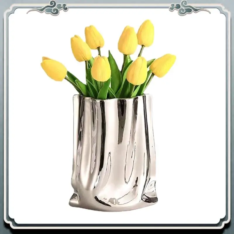 

Nordic Electroplating Vases Flower Vase For Living Room Home Decoration Ornament Flower Arrangement Flower Pot-A Durable