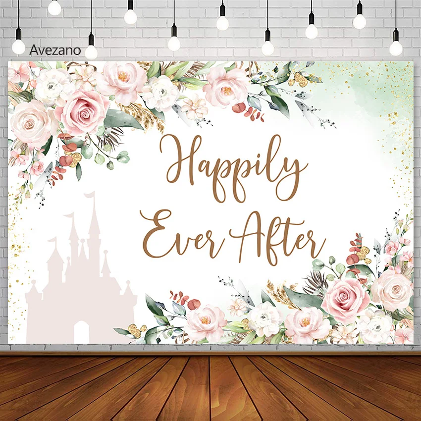 Avezano Weeding Backdrop Happily Ever After Eucalyptus Leaves Flowers Bridal Shower Party Decor Photography Background Photocall