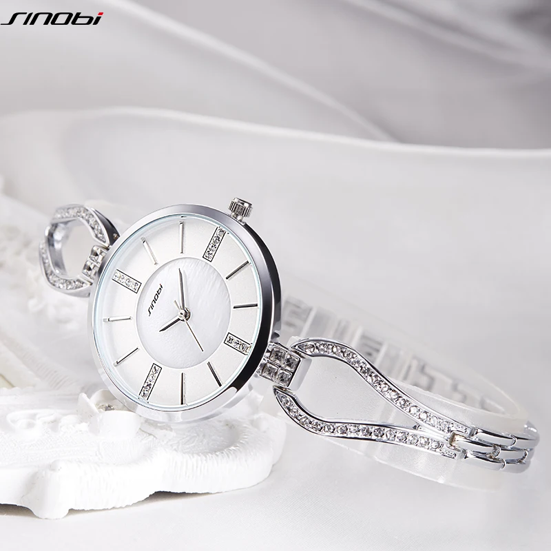 SINOBI Fashion Original Design Women Watches Silver Diamond Woman's Quartz Wristwatches Ladies Elegant Jewelry Relogio Feminino