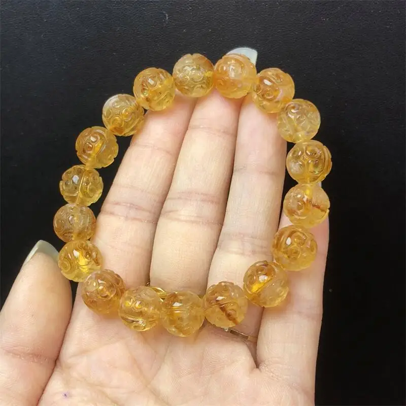 

9MM Natural Yellow Quartz Mosaic Bead Bracelet Healing Crystal Charm Bracelets for Women Energy Jewelry Gift 1PCS