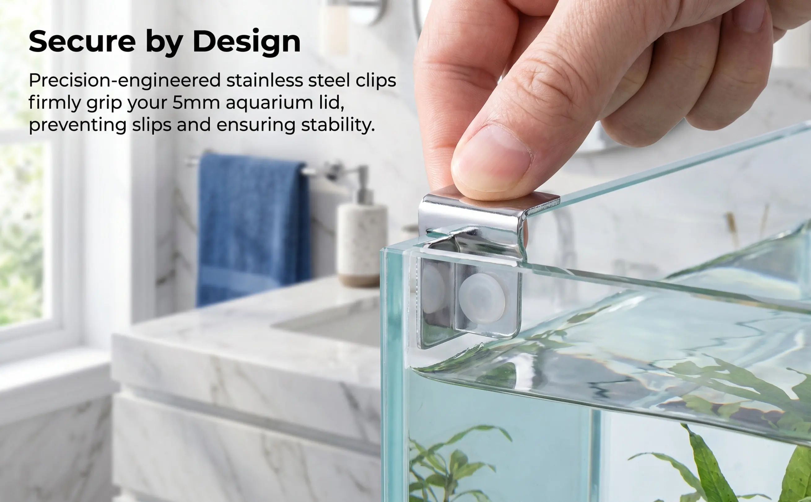 4Pcs Premium Stainless Aquarium Cover Brackets Glass Lid Holder Support Clips for Fish Tanks Secure Fixation No Slip Hose