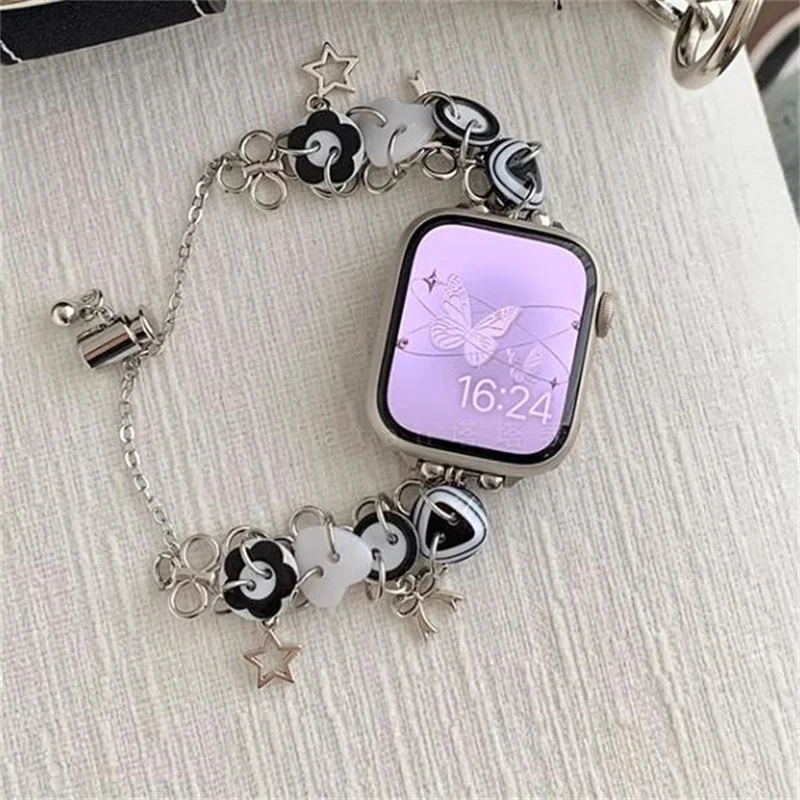 Cute Candy Color Button Chain For Apple Watch 8 7 6  SE 5 4 3 Band 38 40mm 41mm 42mm 44mm 49 Strap For Apple Watch Series 45mm