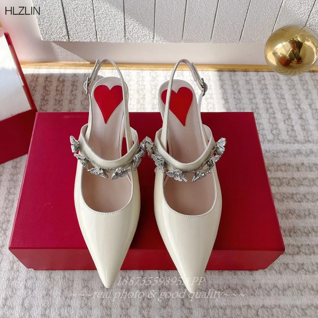 2024 early spring new beautiful flowers sexy thin heels after empty sandals fashion pointy shoes