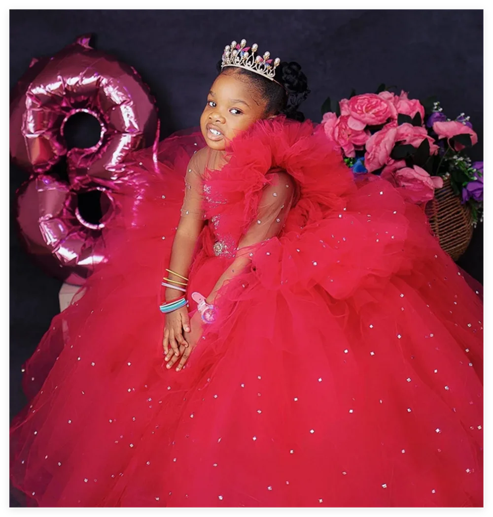 

Flower Girl Dresses Tulle Puffy Flowers Short Sleeve For Wedding Birthday Party Banquet Holy Communion Gowns