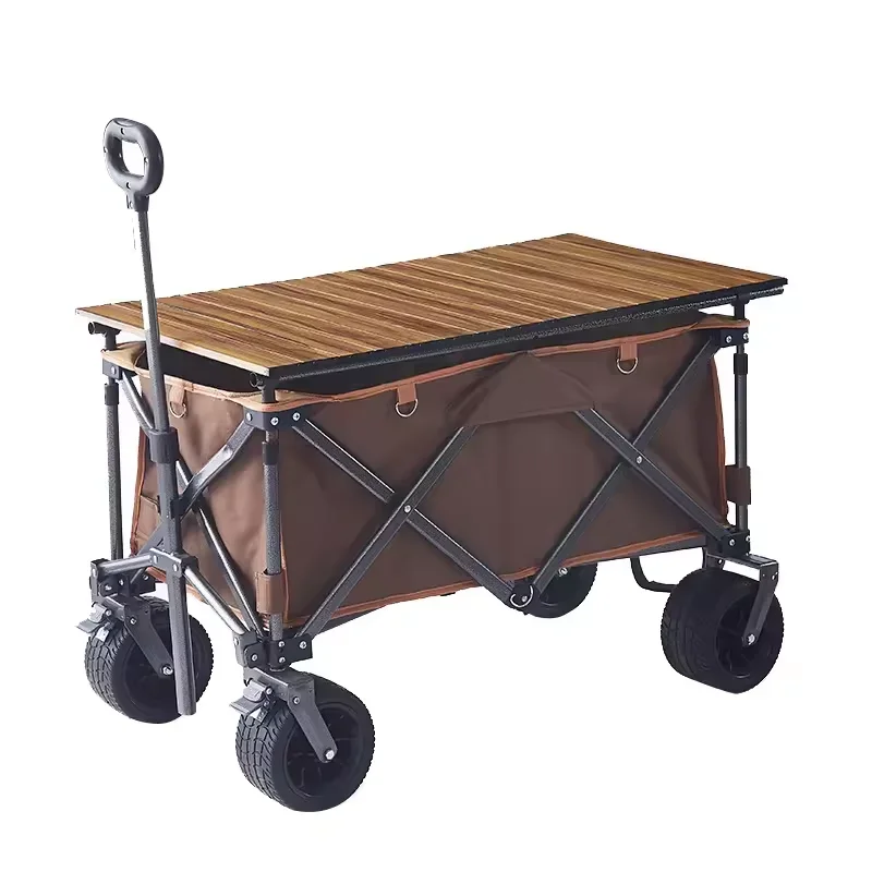 Outdoor Wagon Trolley Foldable Beach Trolley Utility Camping Metal Garden Stroller Hand Cart Portable Folding