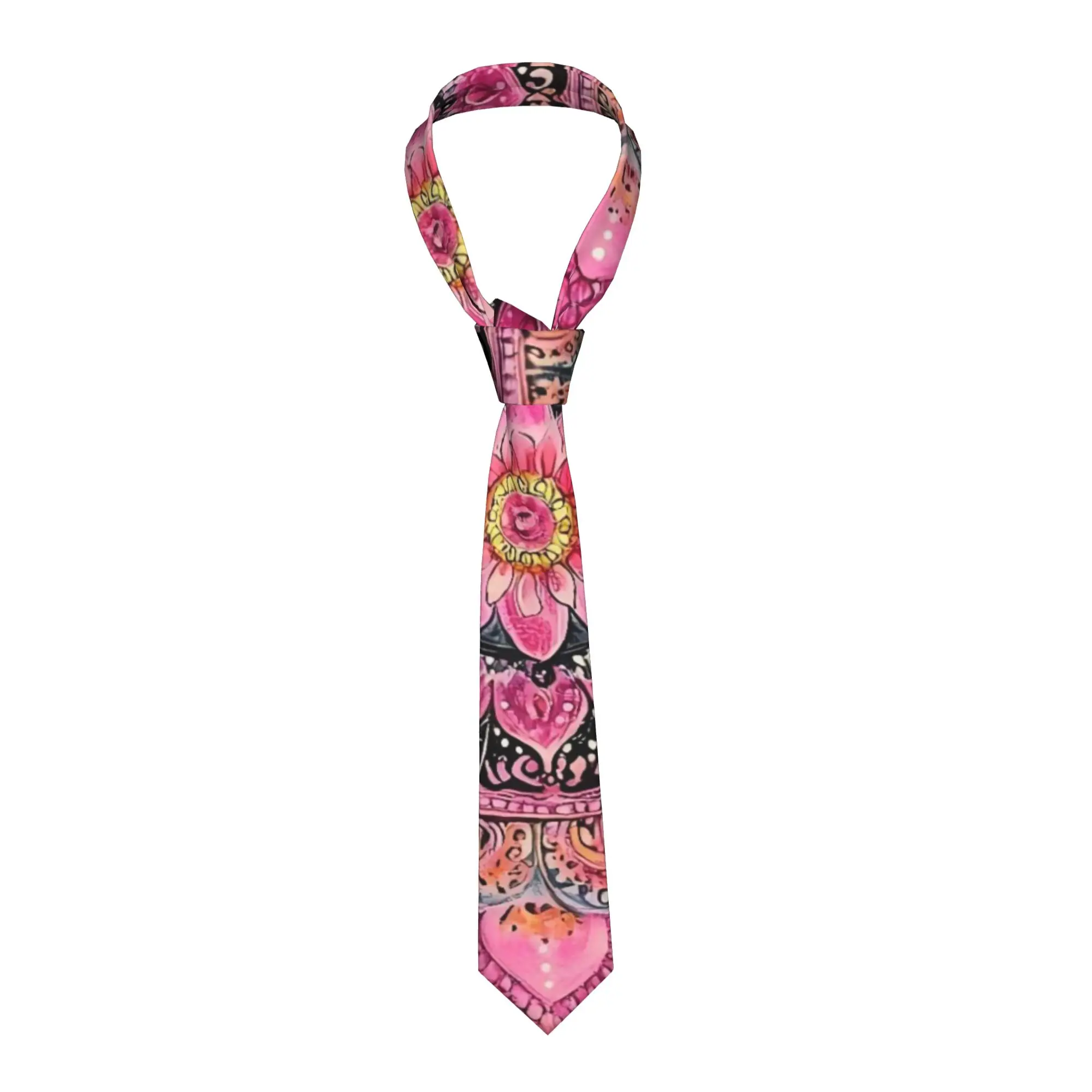 

Модные винтажные галстуки с мандалой для мужчин, персонализированные шелковые галстуки с красочным цветочным узором для вечеринок