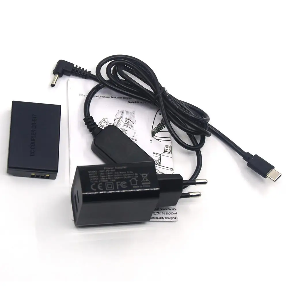PD Charger+USB Type C Power Cable+DR-E17 DR E17 DC Coupler LP-E17 LP E17 Dummy Battery For Canon EOS M3 M5 M6 Mark II Camera