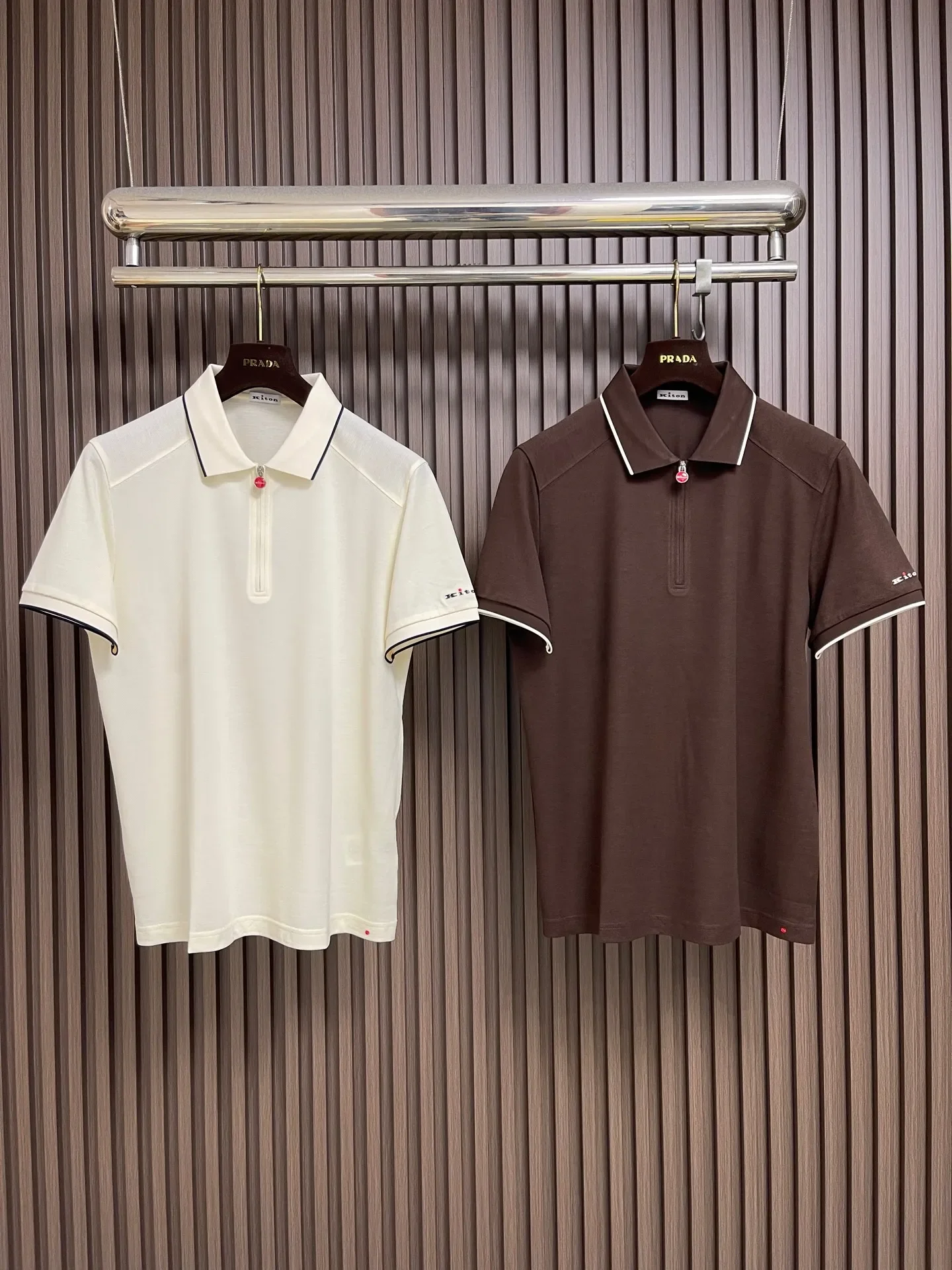 Kiton 2026ss Spring/Summer New Men's Half Zipper Pullover Short Sleeve Knitted POLO Shirt