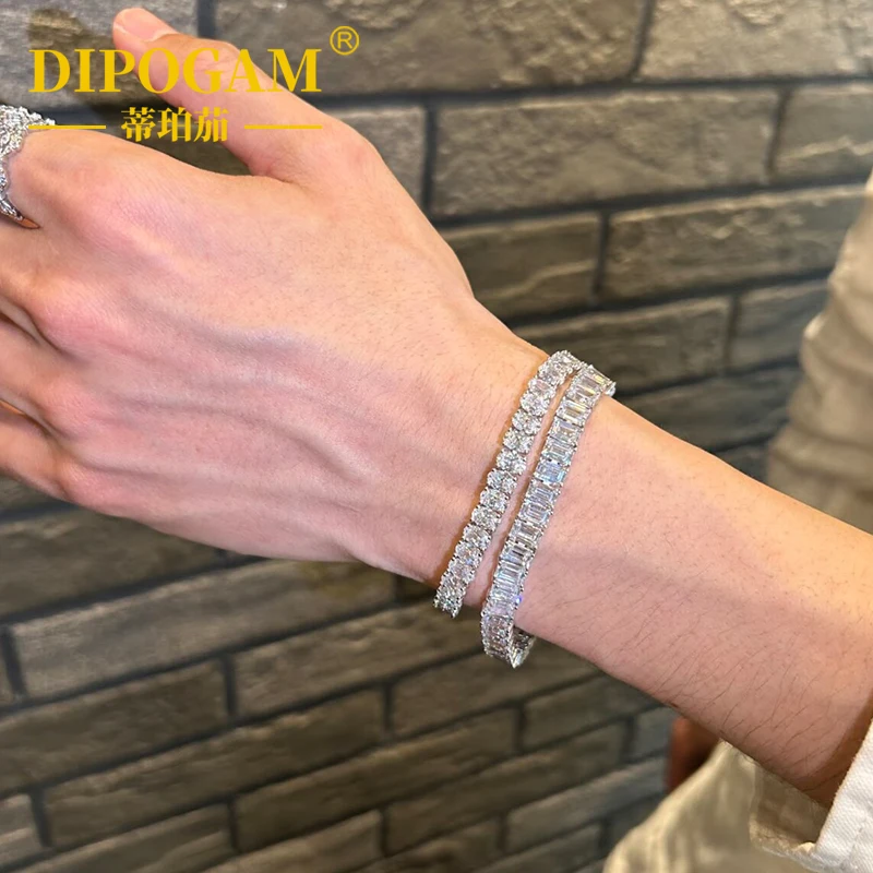 

S925 Sterling Silver Bracelet Moissanite Tennis Ball Women Sugar diamonds Fashion Simple Engagement Wedding Charm Jewelry