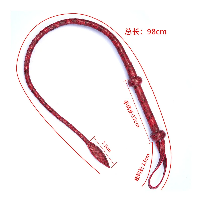 Red Cowhide Leather HorseWhip Training Crop Riding Real Leather Whips for Horse Training