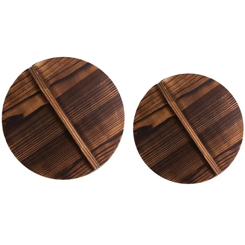 

2X Multi-Functional Wooden Pot Cover Handle Pan Lid Eco-Friendly Anti-Scalding Wood Baking Pot Lids Cover 36Cm & 30Cm